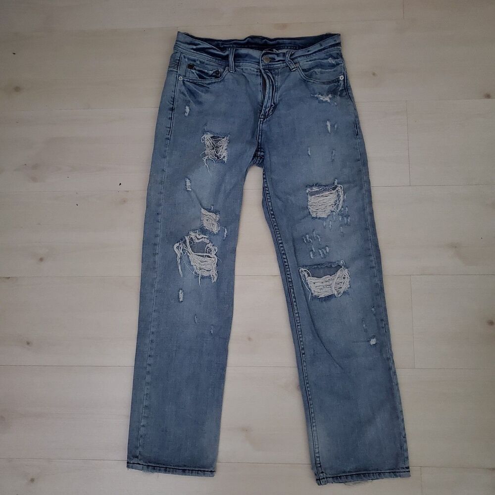 Armani Exchange AX Distressed Denim Jeans Mens Size 30S Grunge Y2K Streetwear - Picture 2 of 9